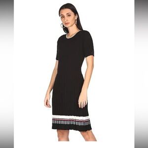 Like New Tommy Hilfiger Pleated Black Dress with Red and White Accents